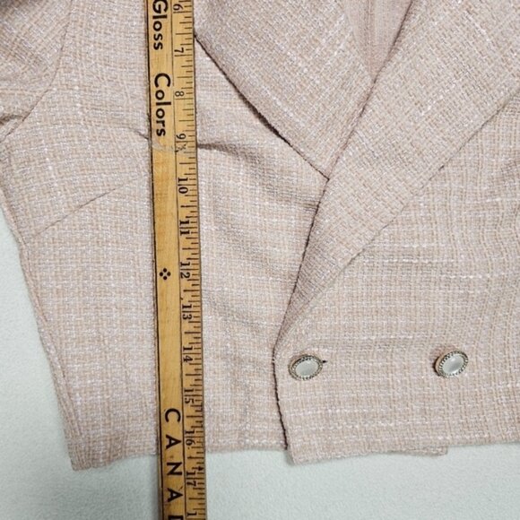 Shein Tweed Two Piece Suit Set Wide Leg Trousers Cropped Blazer Size Medium - Picture 9 of 11